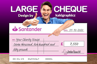 design big cheque, large cheque and selfie frames for any event