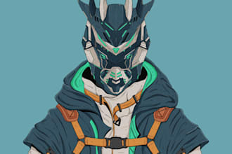 draw futuristic sci fi mecha character illustration