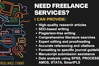 do research, SEO based writing, data analysis, referencing