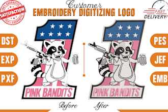 do embroidery digitizing design into dst, pes file in 1 hour