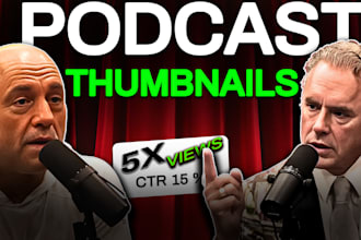 professional youtube podcast thumbnails and custom designs