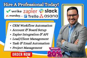 do monday crm asana trello slack wrike notion make automation zapier integration