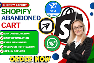 setup shopify abandoned cart recovery cartly hextom dondy sendvio fastr uppush