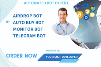 develop airdrop bot, telegram airdrop bot, auto checkout bot, auto purchase bot