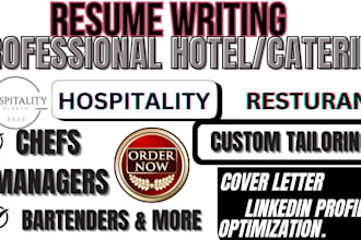 write professional hospitality, hotel manager, chef, and catering resume