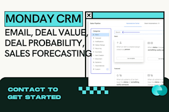 setup monday CRM for email, deal value, deal probability, sales forecasting