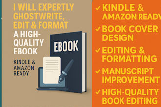expertly ghostwrite, edit and format high quality ebook and cookbook for kindle