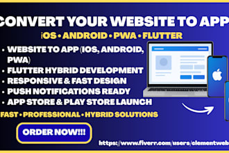 convert website to app pwa ios android flutter app hybrid mobile app development