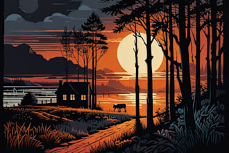 create an artistic linocut illustration in my own style
