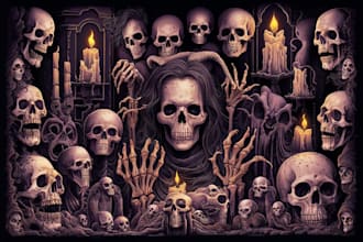 create dark art, horror or skull artworks illustration