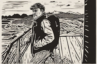 do a custom portrait in linocut style for you