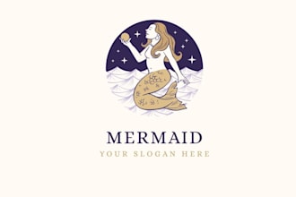 design high quality mermaid logo for your business with 24 hours
