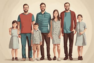 draw a vector art family portrait