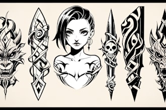 create any design in traditional tattoo or old school style