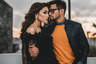 draw cartoon couple portrait