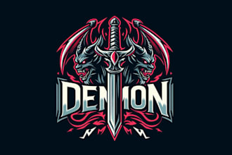 design creative demon sword, monster, devil mascot logo just in 12 hours