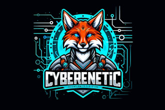 design different cybernetic fox, robot mascot logo with unlimited revision
