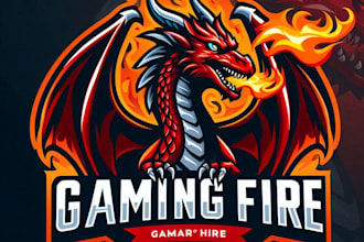do modern fire dragon mascot logo unlimited revision