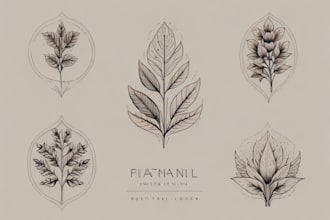 design hand drawn minimalist line art botanical boho logo