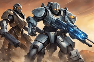 illustrate robots and armored characters