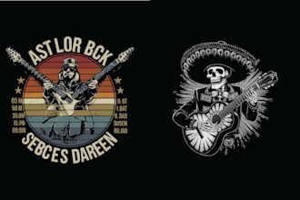 design music skeleton guitar logo with illustration