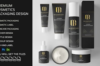 create  premium skin care label, cosmetics packaging label and box design