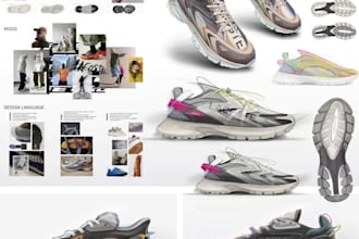 tech pack for shoe footwear sneaker clothing illustration technical drawing