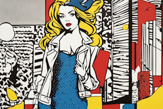draw a retro pop art roy lichtenstein style