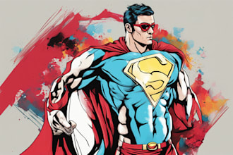 illustrate a superhero pop art portraits