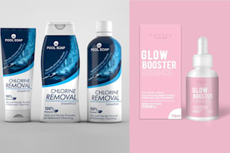 create a feminine cosmetic skincare logo and product design