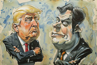 create professional editorial and political cartoon