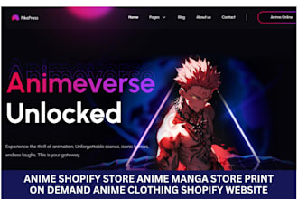 design anime shopify store anime manga store pod anime clothing shopify website