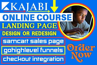 do gohighlevel sales page samcart checkout online course kajabi landing page