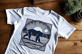 make a linocut t shirt design for brand