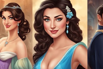 draw you a beautiful portrait in disney cartoon style