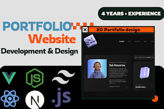 create professional personal portfolio website with interactive 3d animations