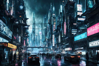 do cyberpunk scifi futuristic city