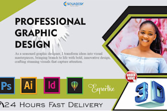 do professional graphics design using adobe illustrator, photoshop with ideas