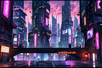 create cyberpunk city sci fi style for any project