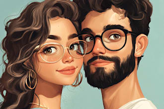 make a beautiful couple watercolour portrait