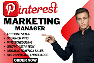 create seo optimized pins, posts, and boards as a pinterest marketing manager
