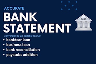 do bank statement conversion to excel, csv reconciliation