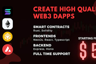 create web 3 dapps, smart contracts in solana, ethereum