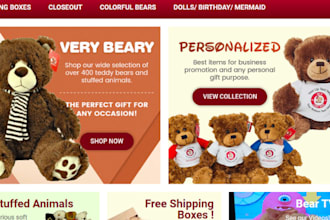 design hot selling teddy bear shopify kids toy store plush toys website