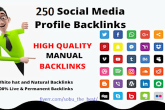 build top 250 high domain authority SEO profiles creation backlinks