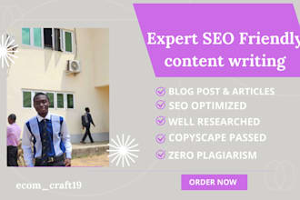 do blog post writing, SEO article writing, website content writing, copywriting
