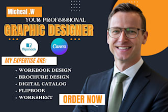 design interactive workbooks, product catalog, pitch decks, worksheets, flipbook