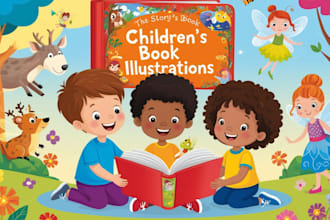 illustrate 3d children book illustration, children story book illustration