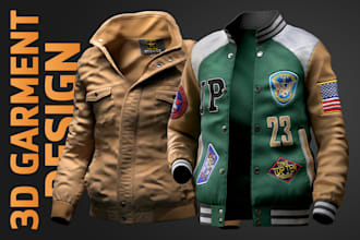 do professional 3d clothes and dress design with texturing and render