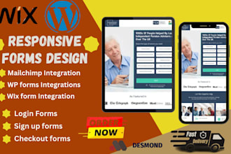 create website login,sign up, contact form checkout forms for wordpress or wix